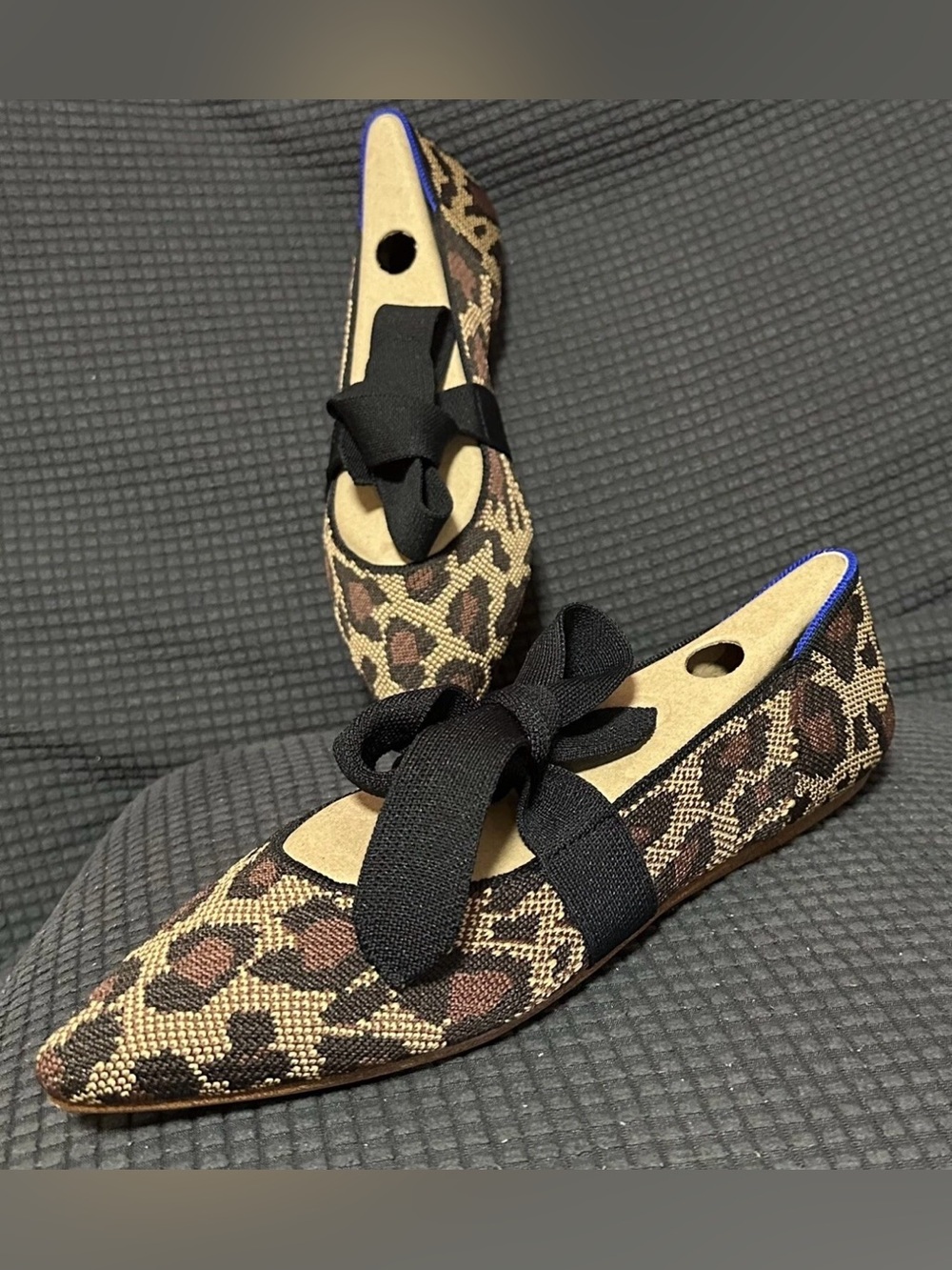 Rothy's Mary Jane Wildcat Point Womens Leopard Print Bow Flat Shoes 8